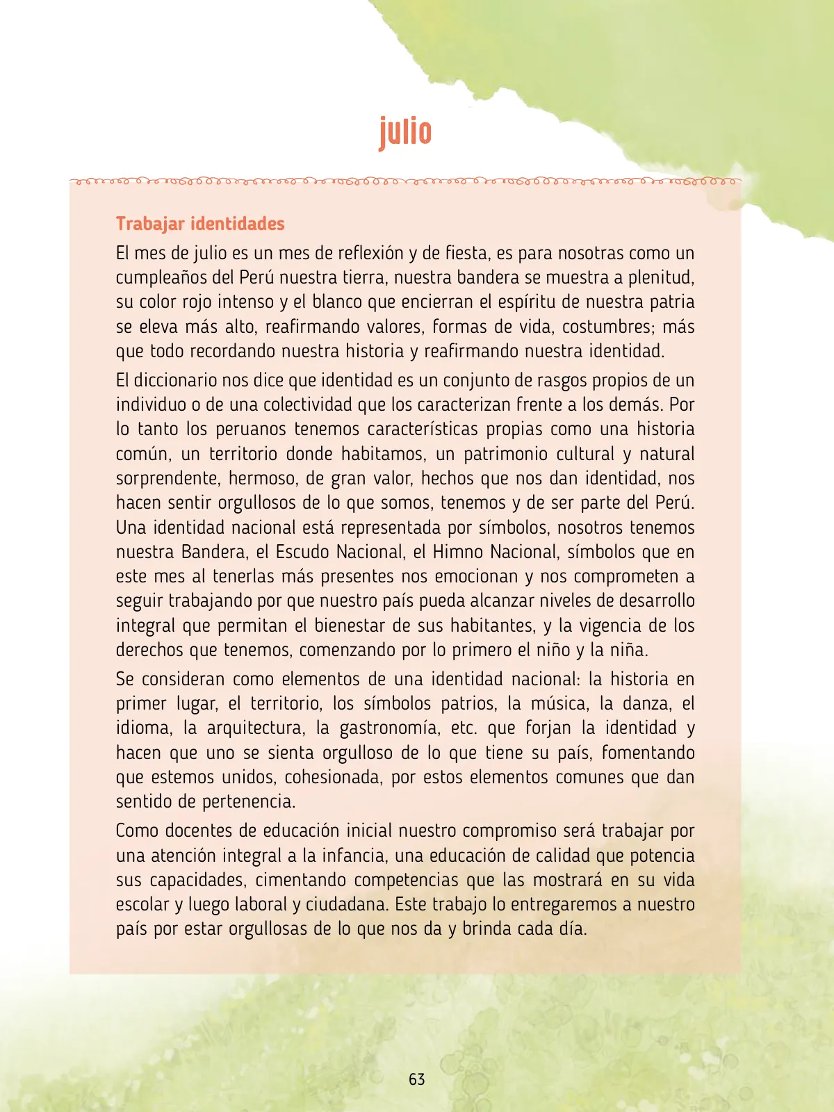 Página 65 de Agenda pedagógica 2017-2018 para docentes de II Ciclo de Instituciones de nivel de Educación Inicial · 2017
