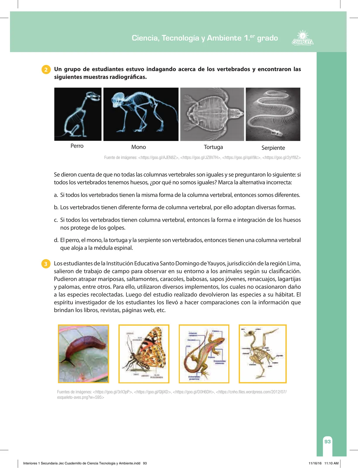 Miniatura página 93 de Ciencia, Tecnología y Ambiente 1. Cuaderno de reforzamiento pedagógico - JEC · 2016