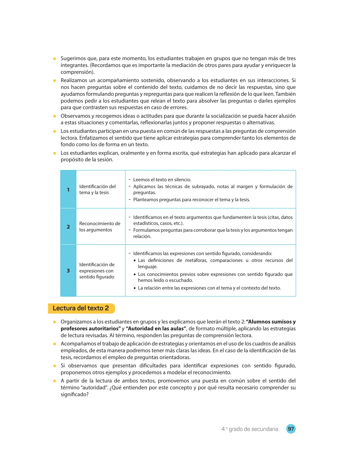 Página 99 de Comprensión lectora : manual para el docente de cuarto grado de Secundaria 2018 · 2018
