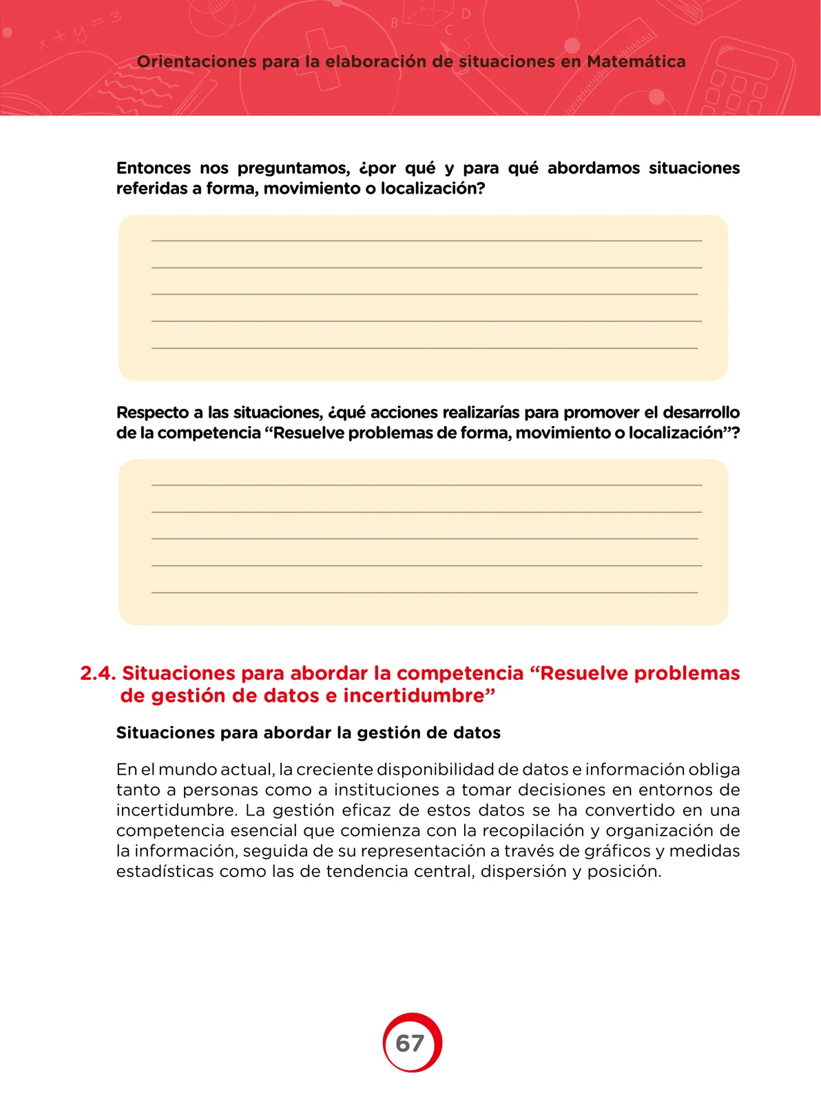 Página 67 de Orientaciones para la elaboración de situaciones en Matemática · 2024