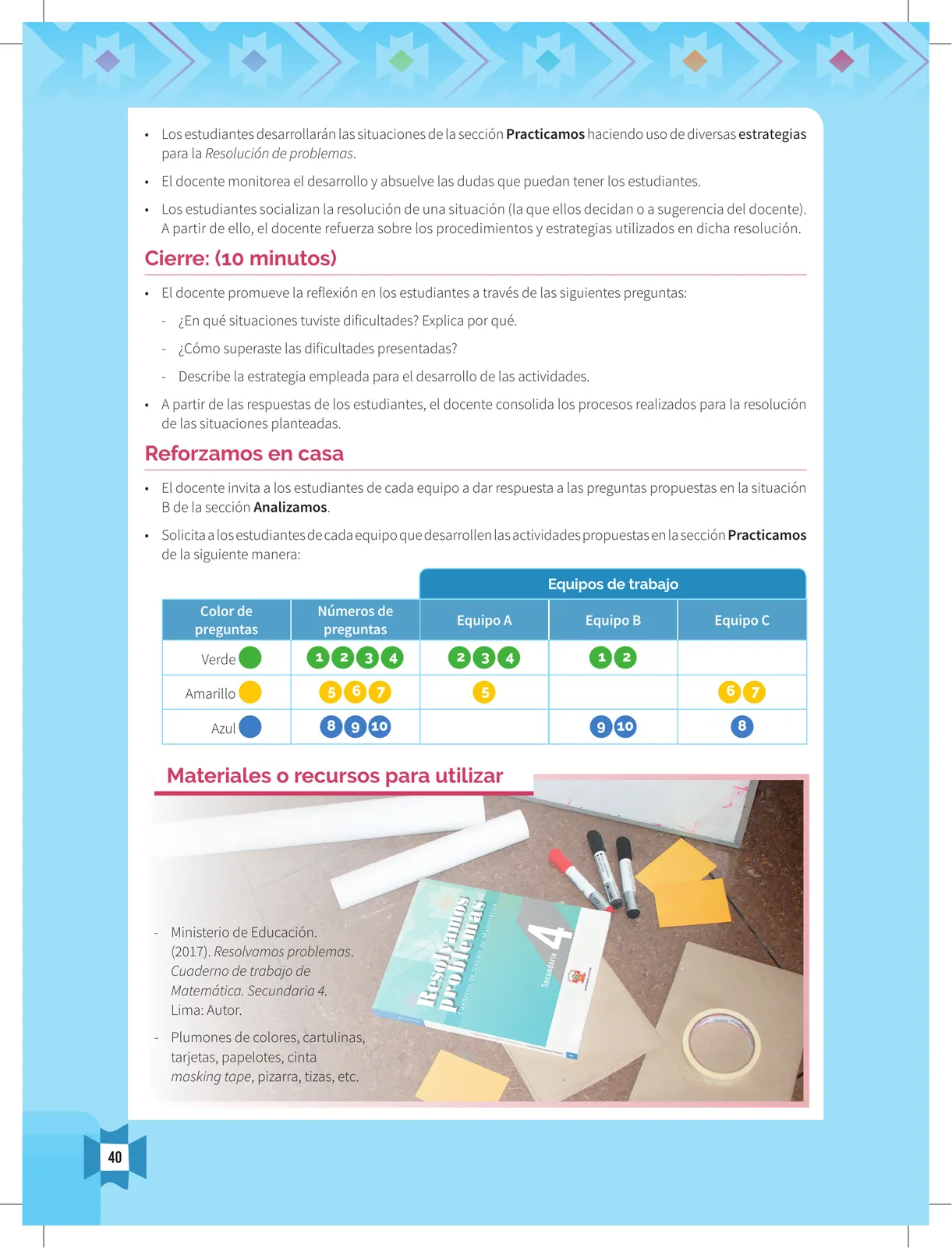 Página 42 de Resolvamos problemas 4 : manual para el docente 2018 · 2018