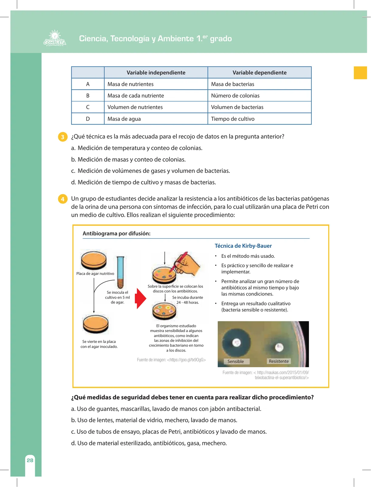 Página 28 de Ciencia, Tecnología y Ambiente 1. Cuaderno de reforzamiento pedagógico - JEC · 2016