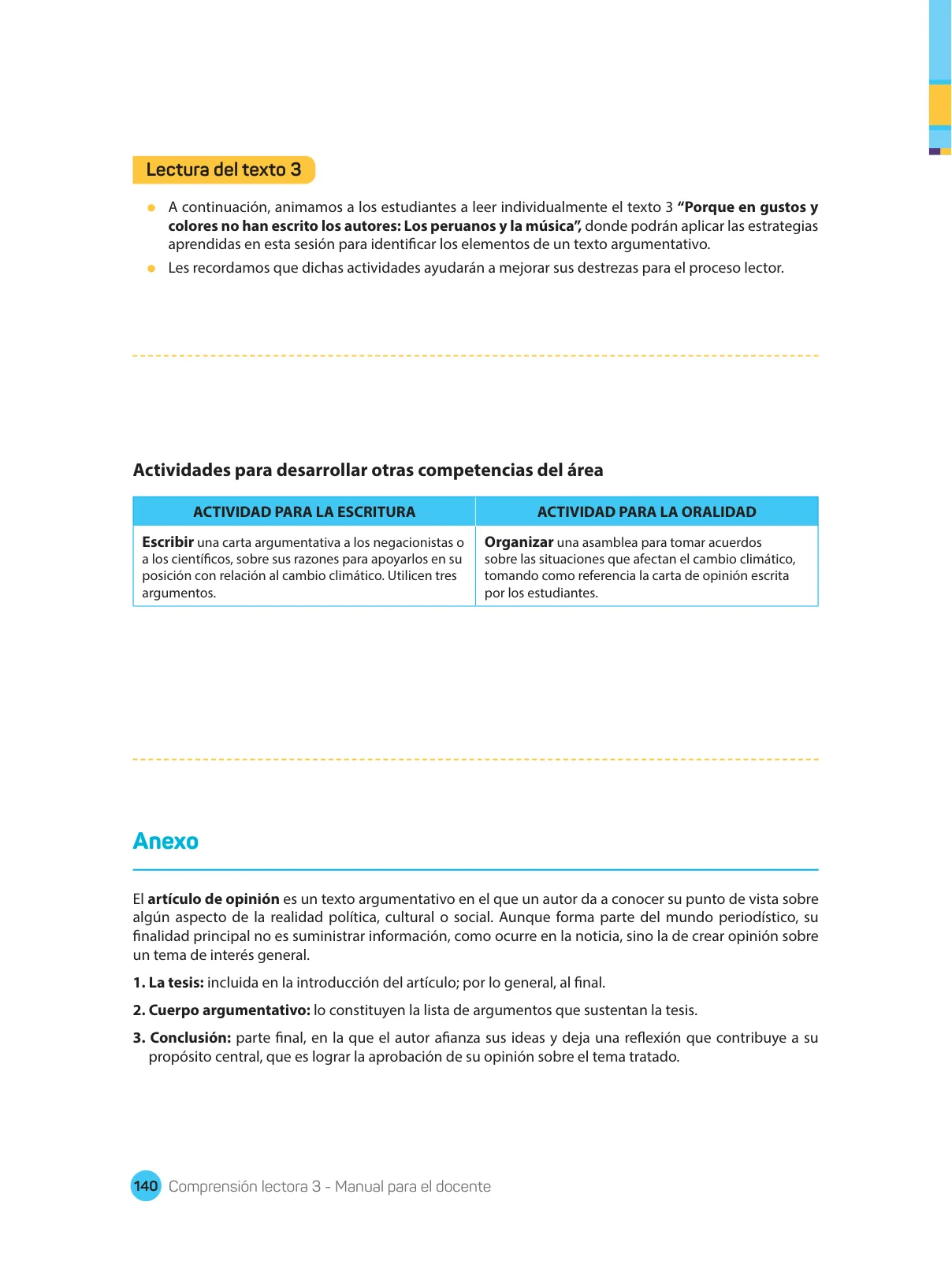 Miniatura página 142 de Comprensión lectora : manual para el docente de tercer grado de Secundaria 2018 · 2018