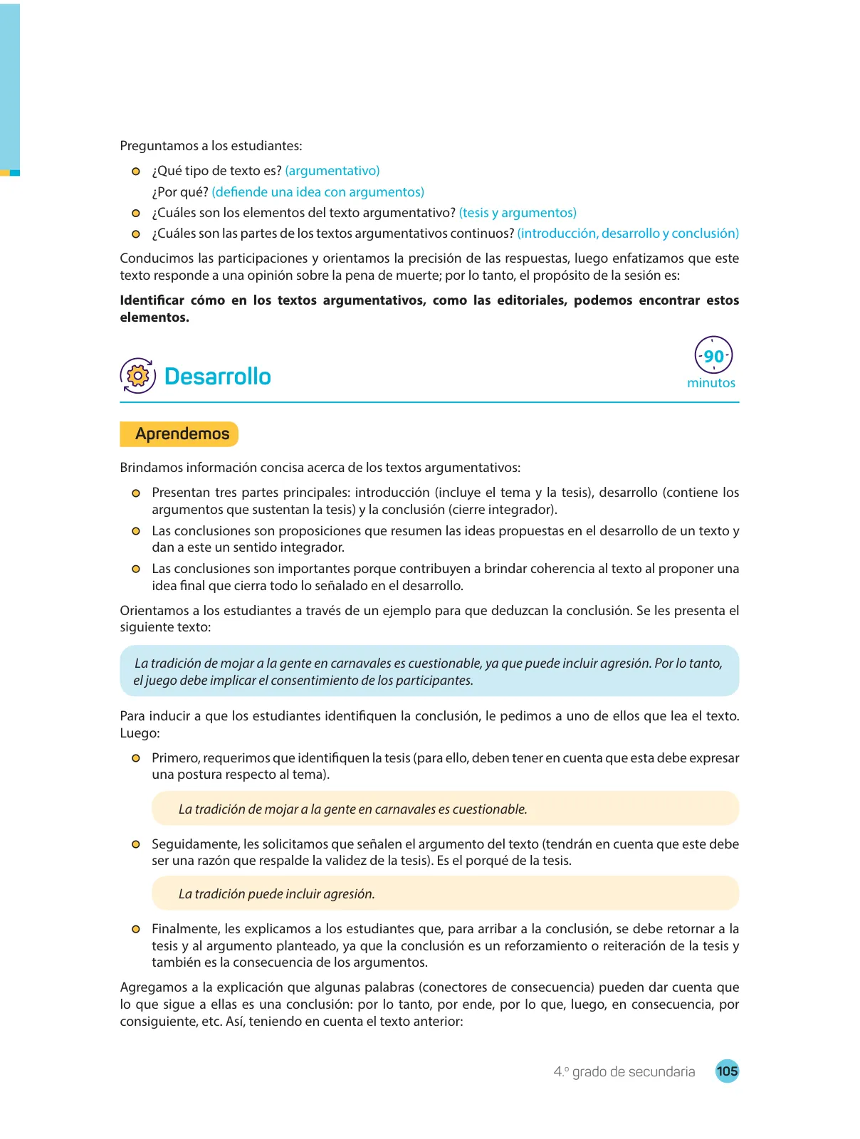 Página 107 de Comprensión lectora 4 : manual para el docente de cuarto grado de Secundaria · 2017