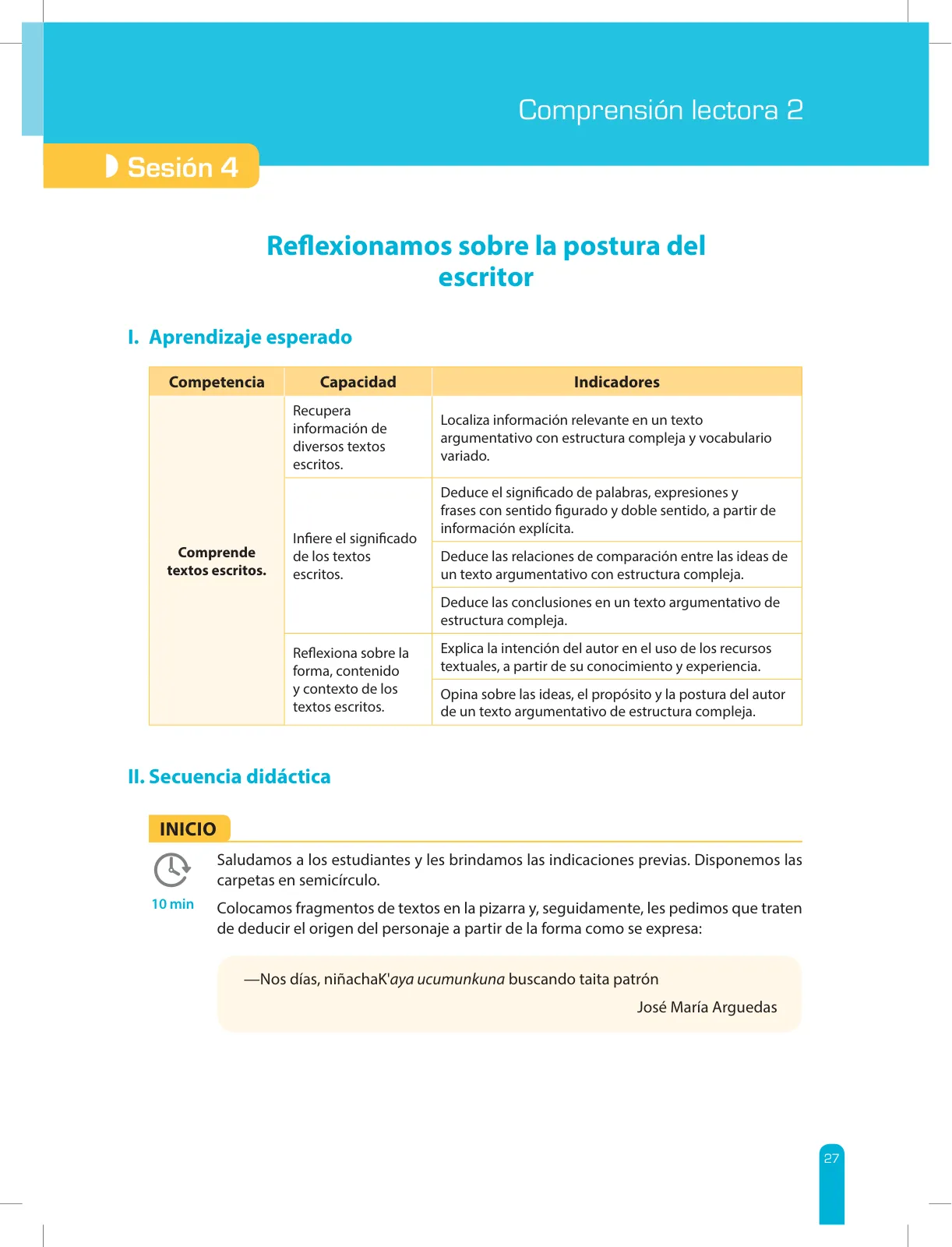 Miniatura página 29 de Comprensión lectora 2 : manual para el docente de segundo grado de Secundaria · 2017
