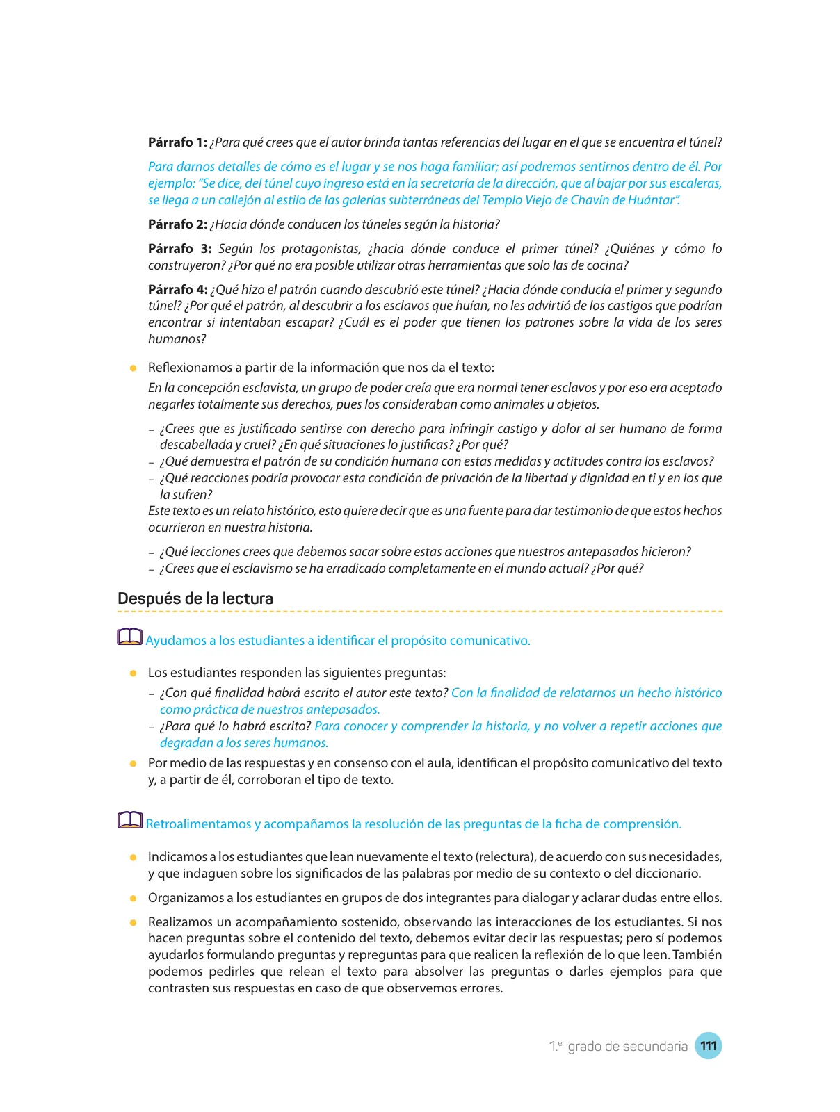 Página 113 de Comprensión lectora : manual para el docente de primer grado de Secundaria 2018 · 2018