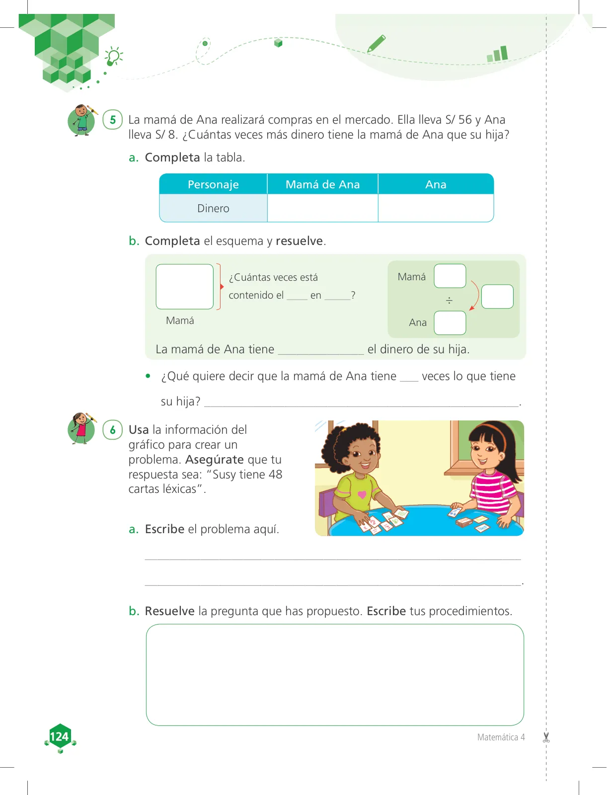 Miniatura página 124 de Matemática 4 : cuaderno de trabajo para cuarto grado de Educación Primaria 2018 · 2018