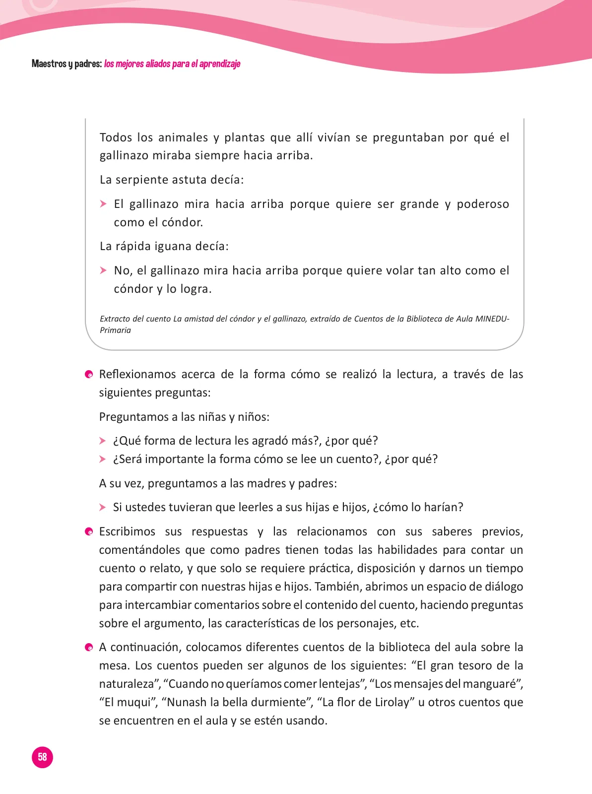 Página 60 de Guía para el trabajo docente con las familias del ciclo III de Primaria · 2016