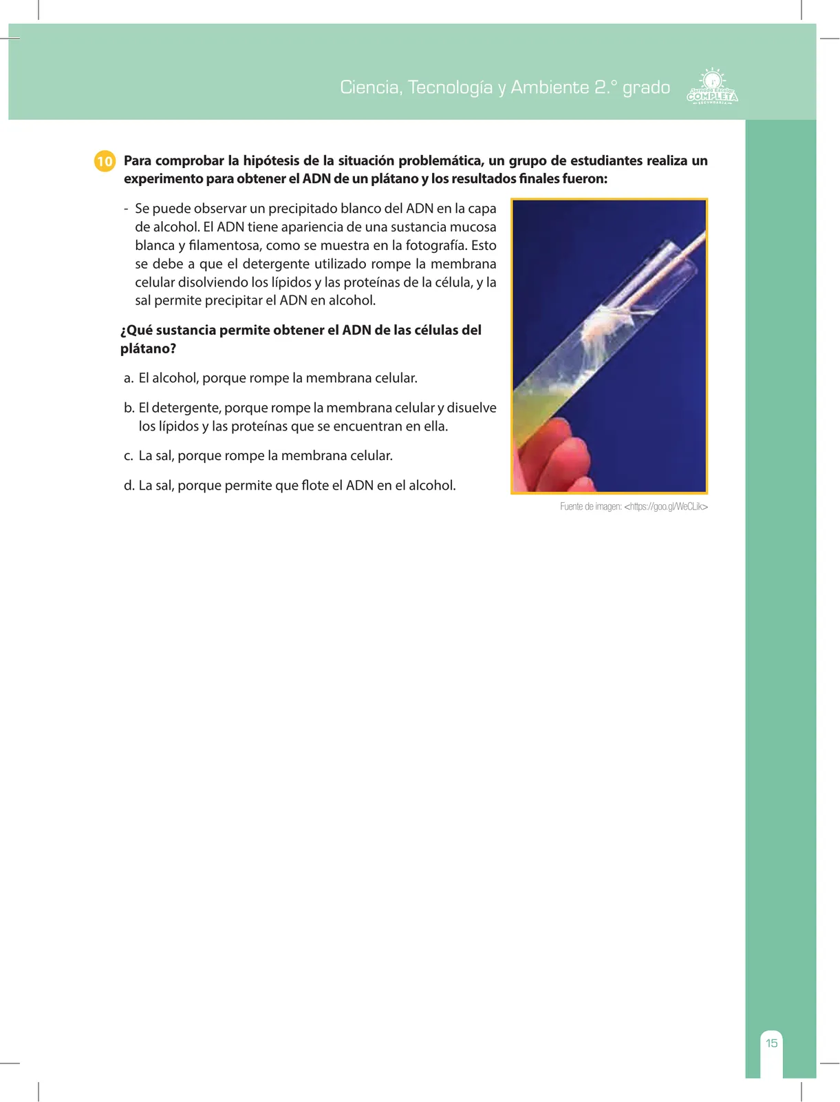 Página 15 de Ciencia, Tecnología y Ambiente 2 : cuaderno de reforzamiento pedagógico - JEC · 2016