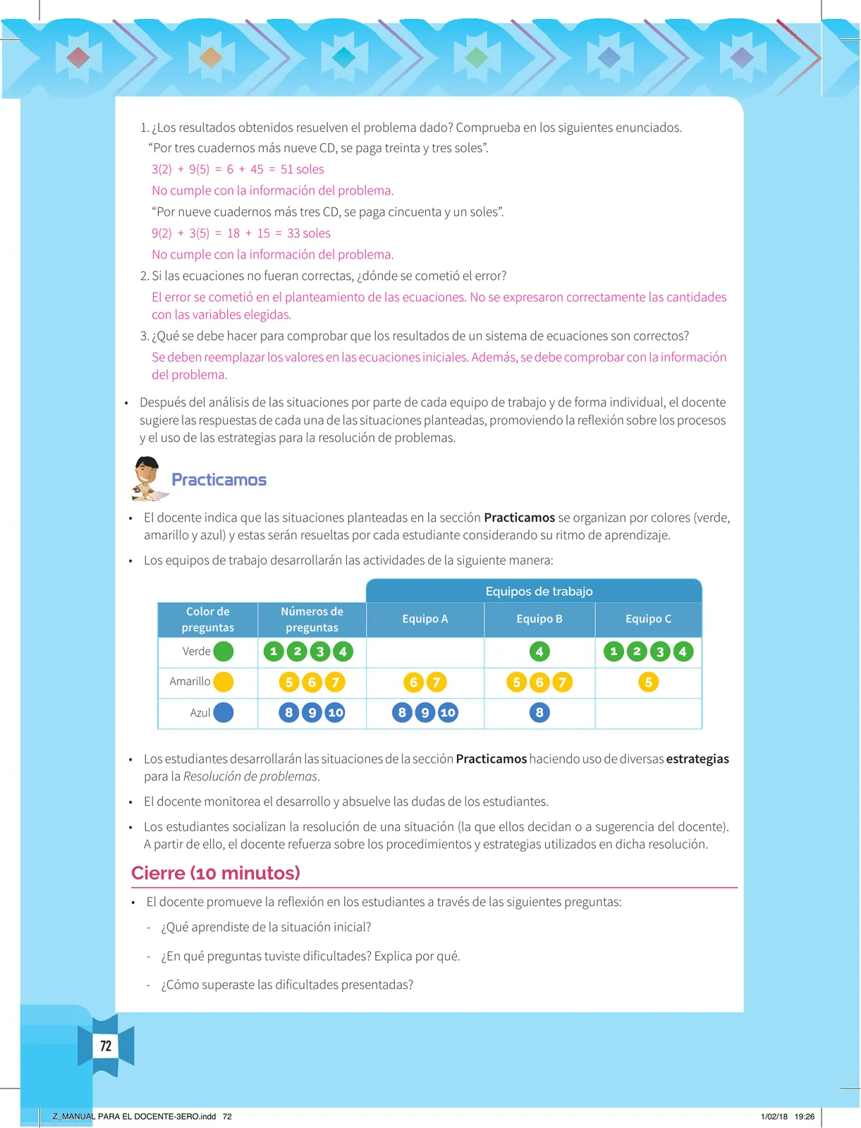 Miniatura página 74 de Resolvamos problemas 3 : manual para el docente 2018 · 2018