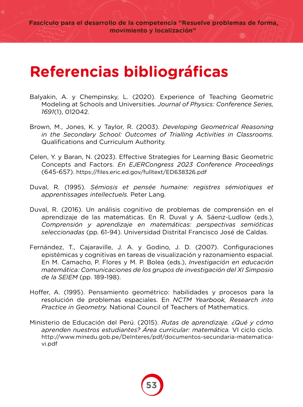 Página 53 de Fascículo para el desarrollo de competencia Resuelve problemas de forma, movimiento y localización · 2024