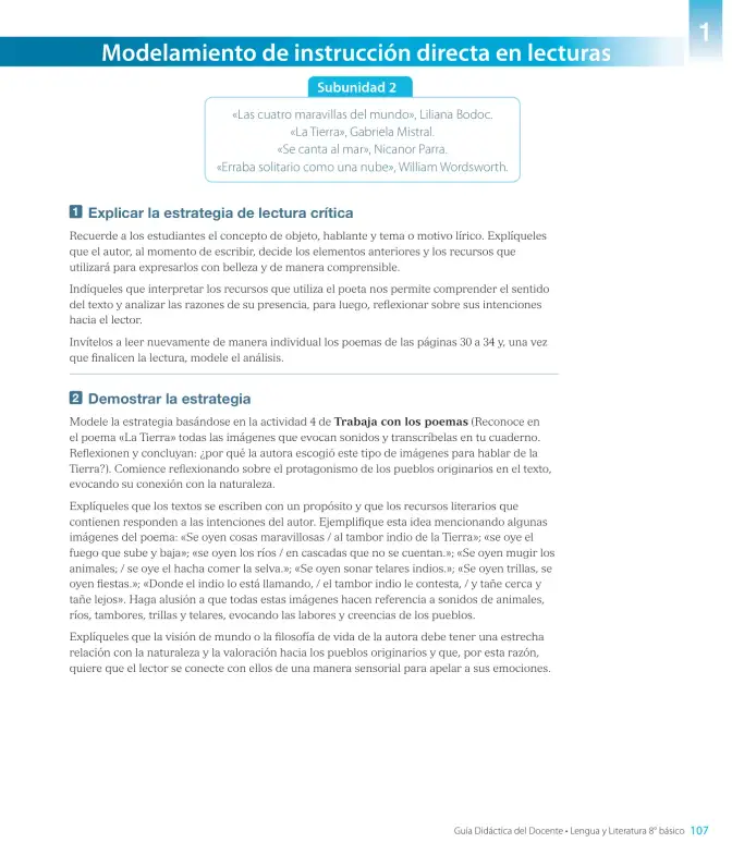 Página 109 de Lengua y Literatura – Octavo Básico | Texto del Estudiante MINEDUC – Descargar PDF · 2024