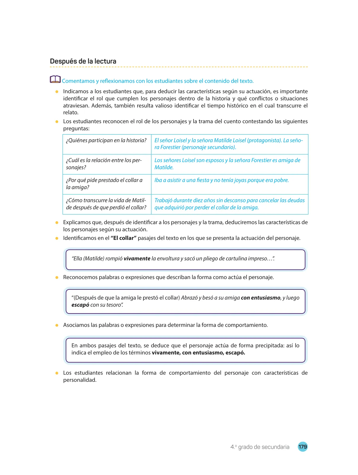 Miniatura página 181 de Comprensión lectora : manual para el docente de cuarto grado de Secundaria 2018 · 2018