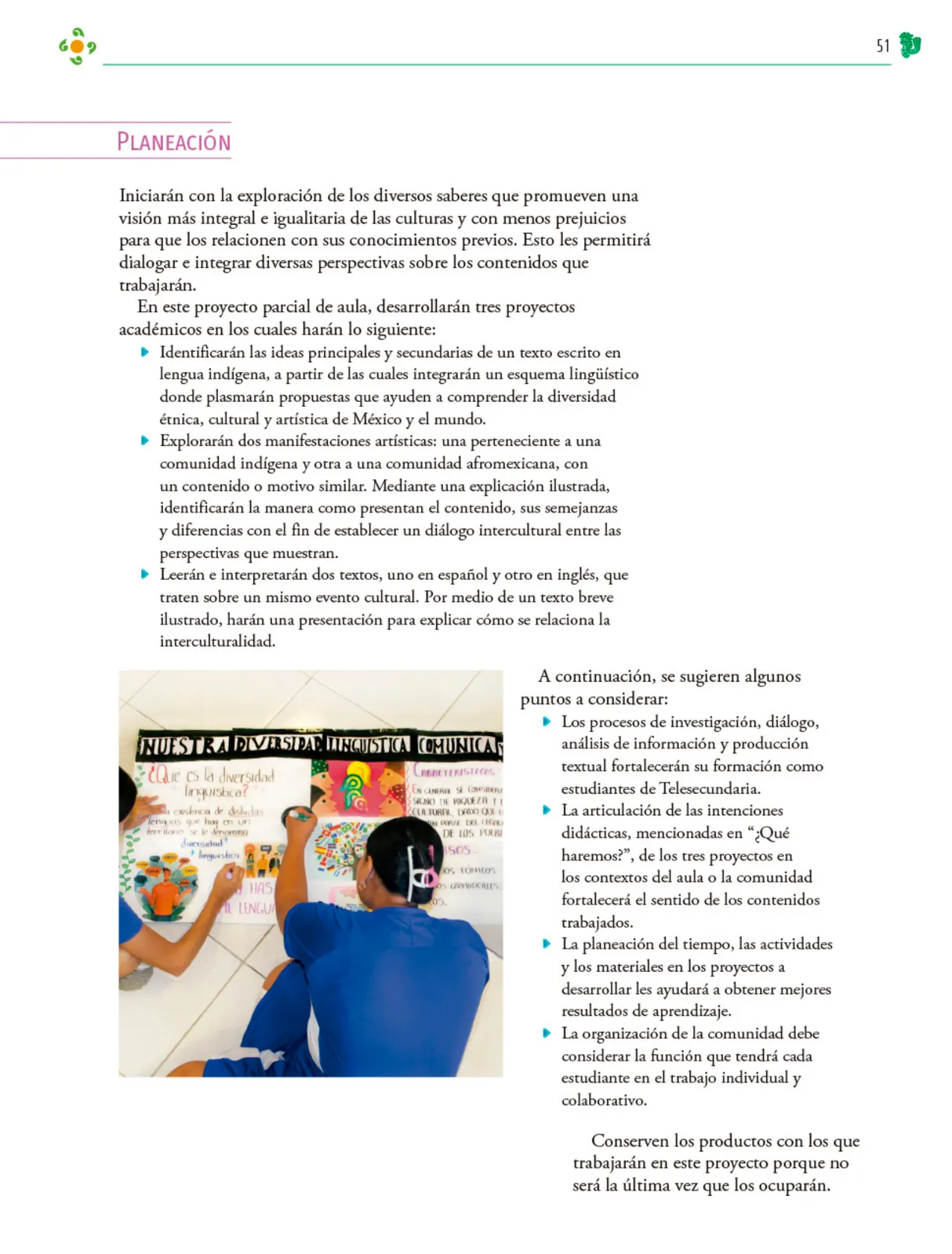 Miniatura página 52 de Colección Ximhai. Nuestro libro de Proyectos. Tomo I.   Libro de Educación Telesecundaria Grado 1°  Ciclo Escolar 2025 - 2026