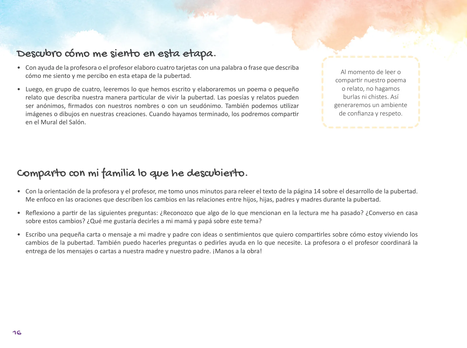 Página 18 de Cuadernillo de Tutoría Sexto Grado Educación Primaria 2019 · 2019