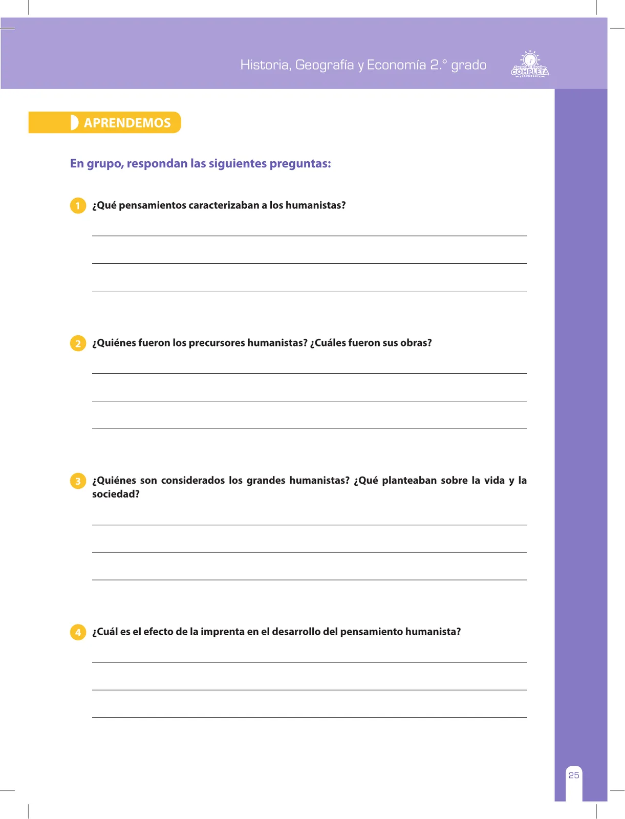 Página 25 de Historia, Geografía y Economía 2 : cuaderno de reforzamiento pedagógico - JEC ﻿ · 2016