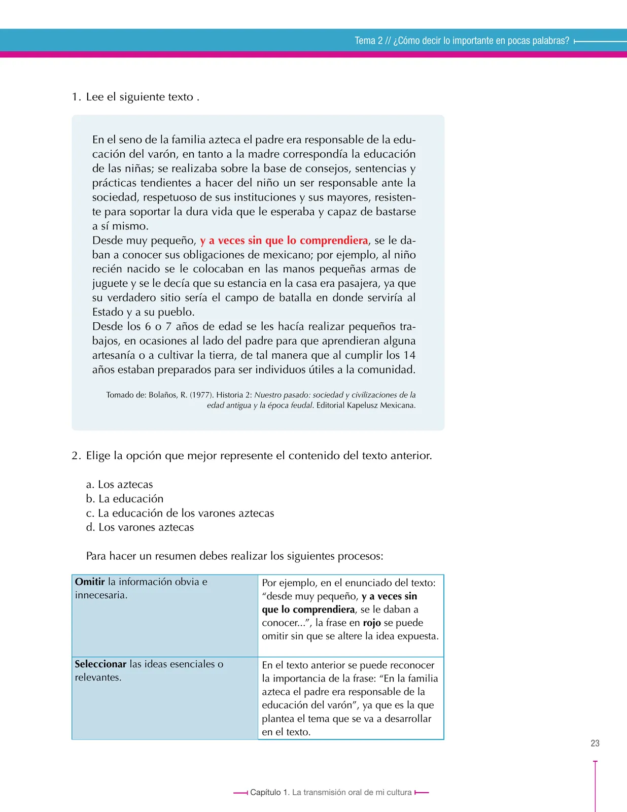 Miniatura página 23 de Lenguaje 9° · Secundaria Activa