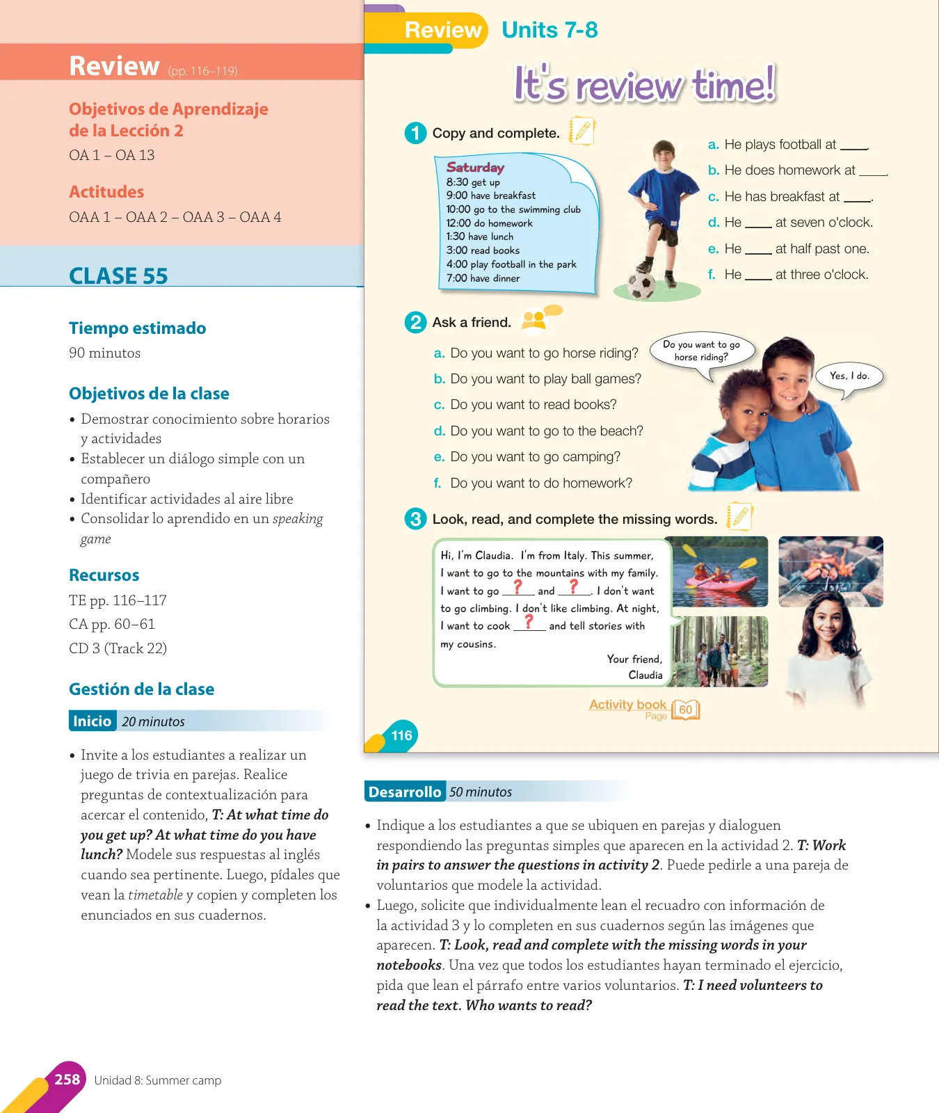 Página 122 de Inglés – Cuarto Básico | Texto del Estudiante MINEDUC – Descargar PDF · 2024