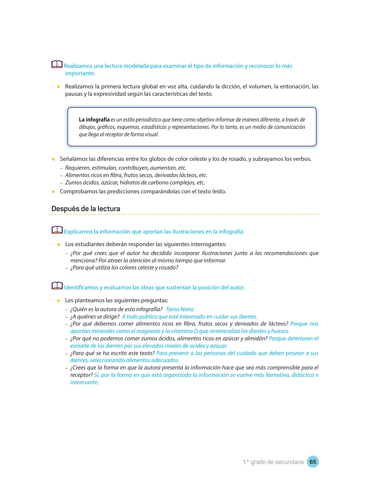 Página 67 de Comprensión lectora : manual para el docente de primer grado de Secundaria 2018 · 2018