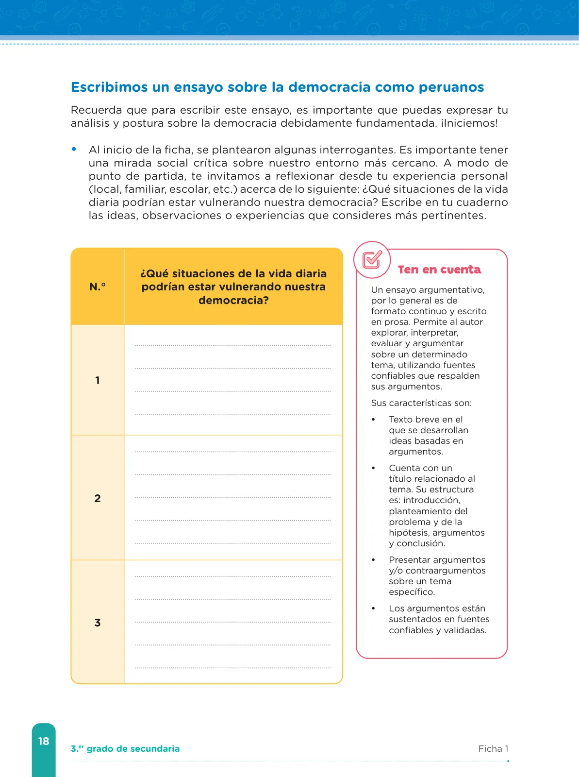 Miniatura página 20 de Fichas de aprendizaje de Comunicación 3 · 2024