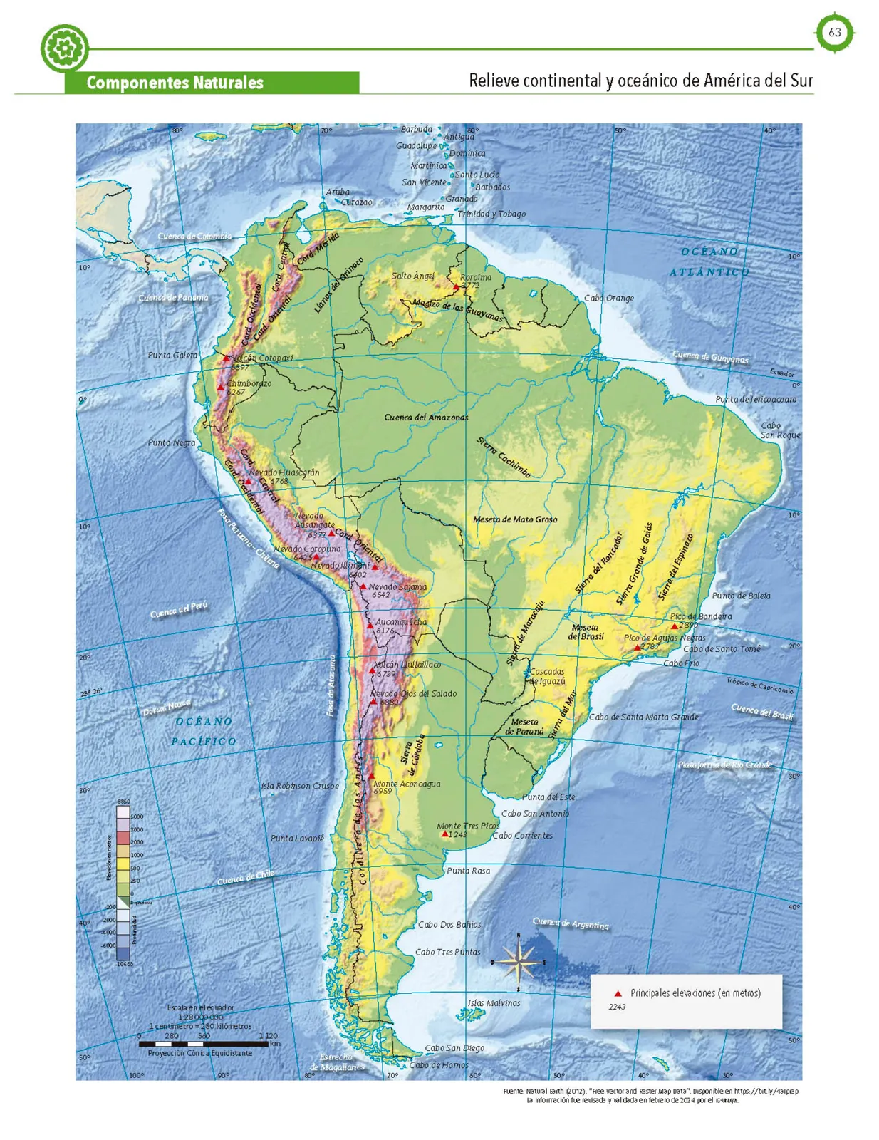 Página 64 de Cartografía de México y el mundo. Libro de Educación Primaria Grado 4° Ciclo Escolar 2025 - 2026