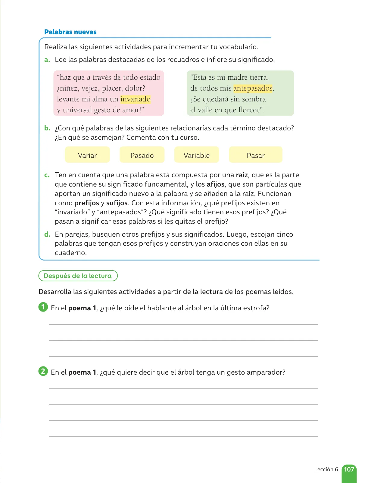 Página 109 de Lenguaje y Comunicación – Sexto Básico | Texto del Estudiante MINEDUC – Descargar PDF · 2024