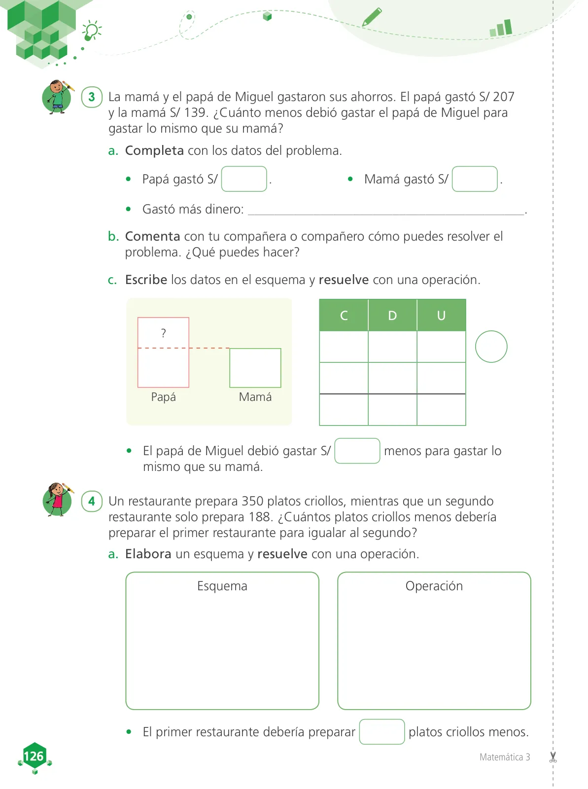 Miniatura página 128 de Matemática 3 : cuaderno de trabajo para tercer grado de Educación Primaria 2019 · 2019