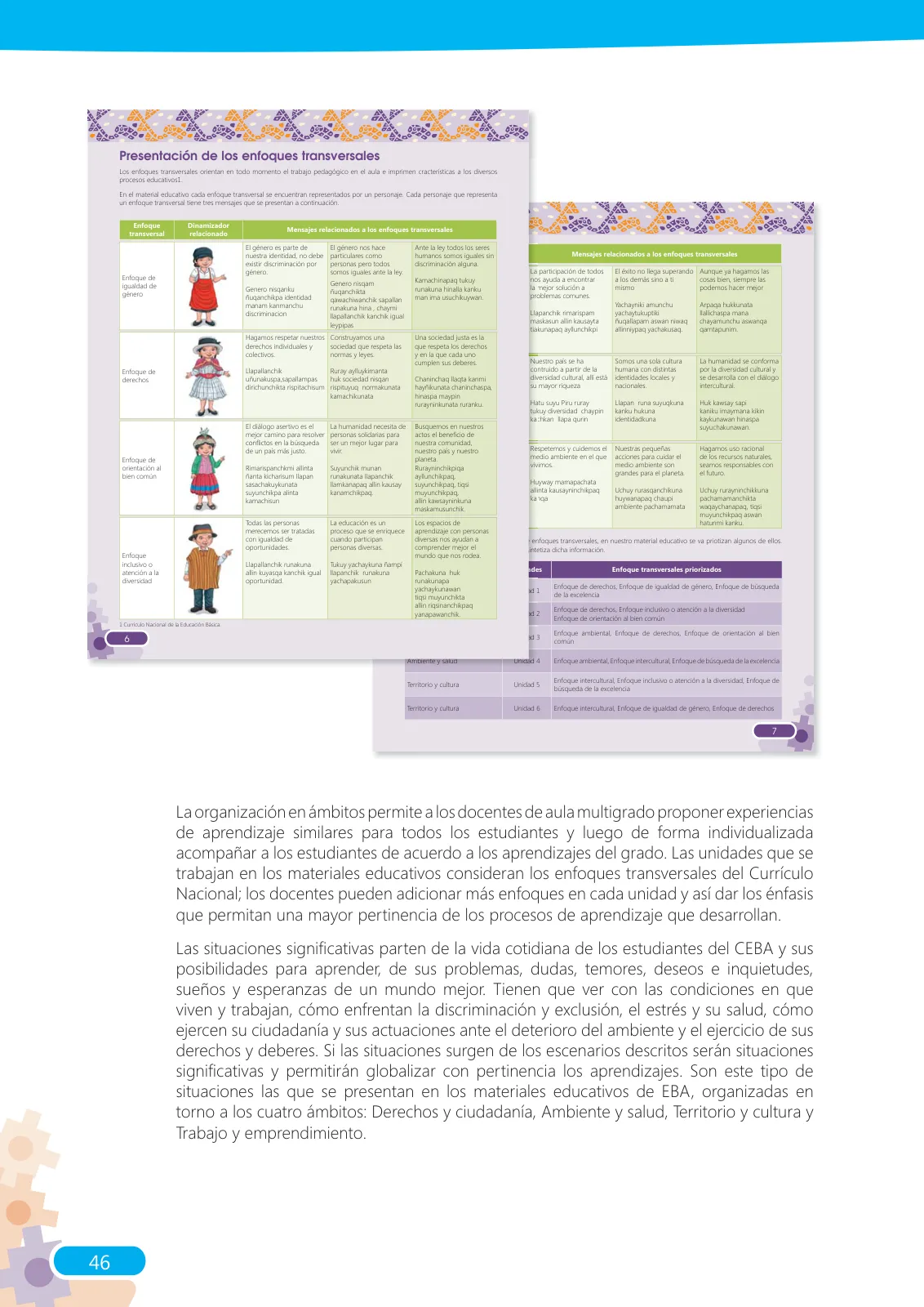 Página 46 de Guía para el docente sobre el uso del material educativo, Quechua Chanka. Ciclos Inicial e Intermedio, área de Comunicación · 2020
