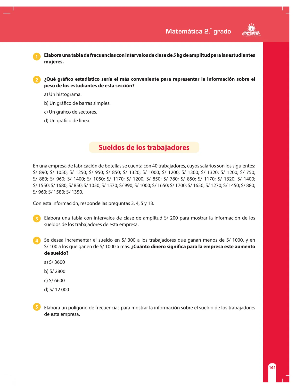 Página 141 de Matemática 2 : cuaderno de reforzamiento pedagógico - JEC · 2016