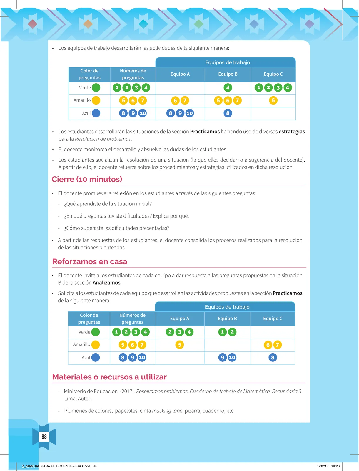 Página 90 de Resolvamos problemas 3 : manual para el docente 2018 · 2018