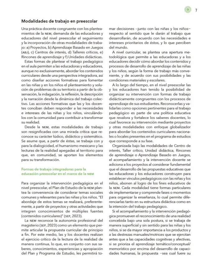 Página 8 de Modalidades de trabajo para la acción transformadora y el codiseño Libro de Educación Preescolar Grado 1°, 2°, 3° Ciclo Escolar 2025 - 2026