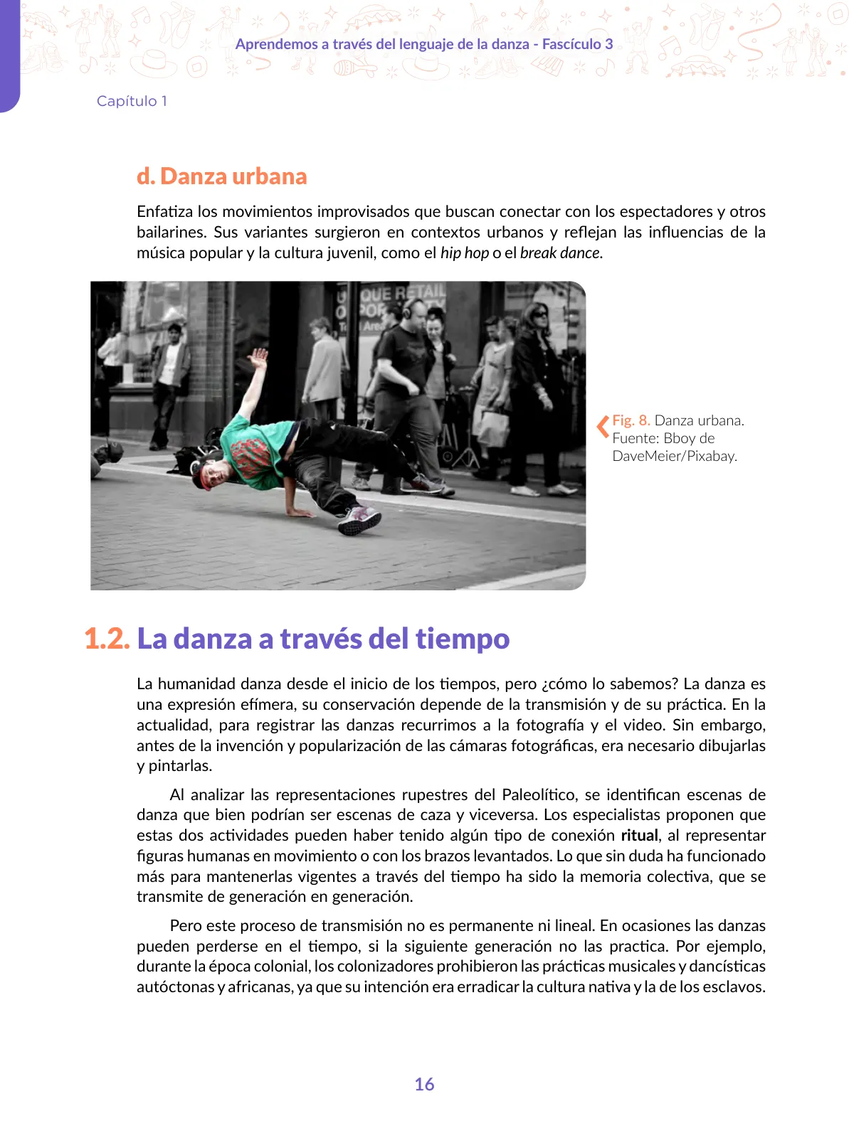 Página 16 de Aprendemos a través del lenguaje de la danza Fascículo 3 para estudiantes de Educación Secundaria · 2024