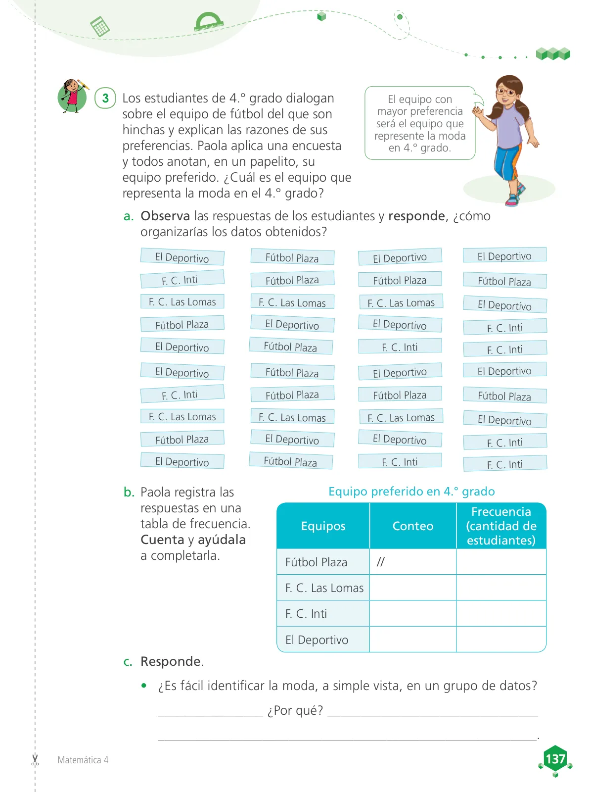 Miniatura página 139 de Matemática 4 : cuaderno de trabajo para cuarto grado de Educación Primaria 2019 · 2019