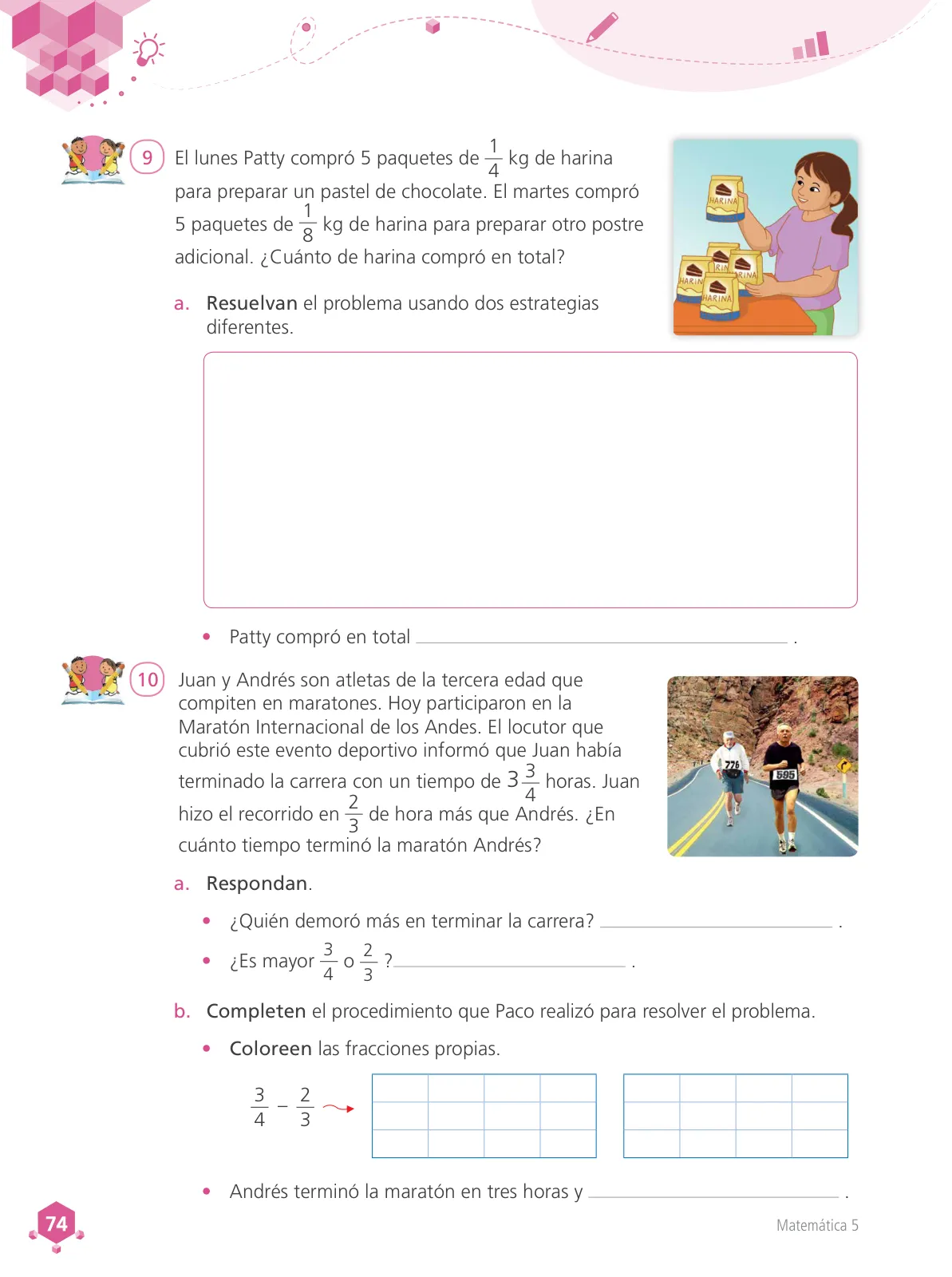 Página 75 de Matemática 5 : cuaderno de trabajo para quinto grado de Educación Primaria 2018 · 2018