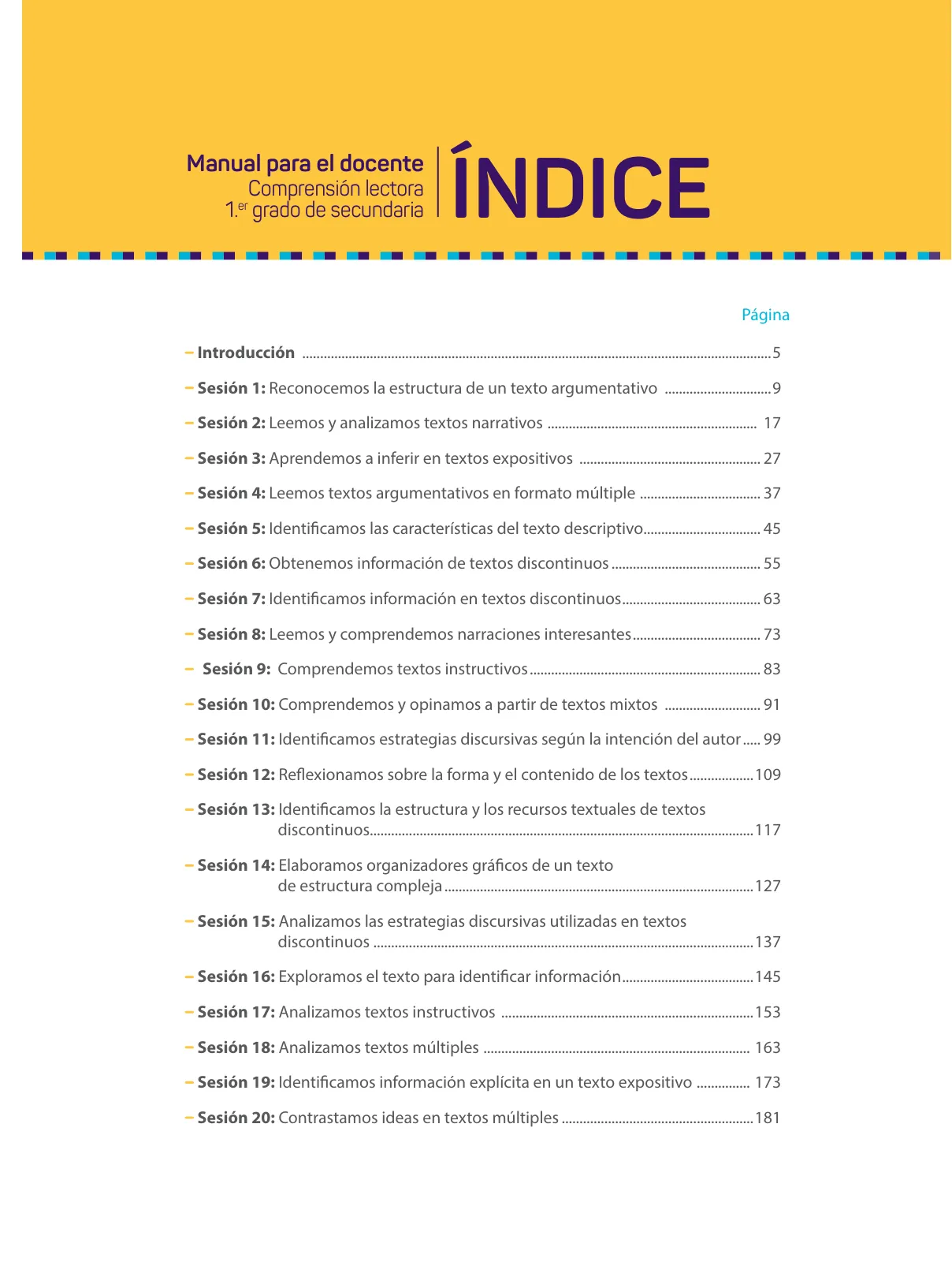 Miniatura página 5 de Comprensión lectora : manual para el docente de primer grado de Secundaria 2018 · 2018