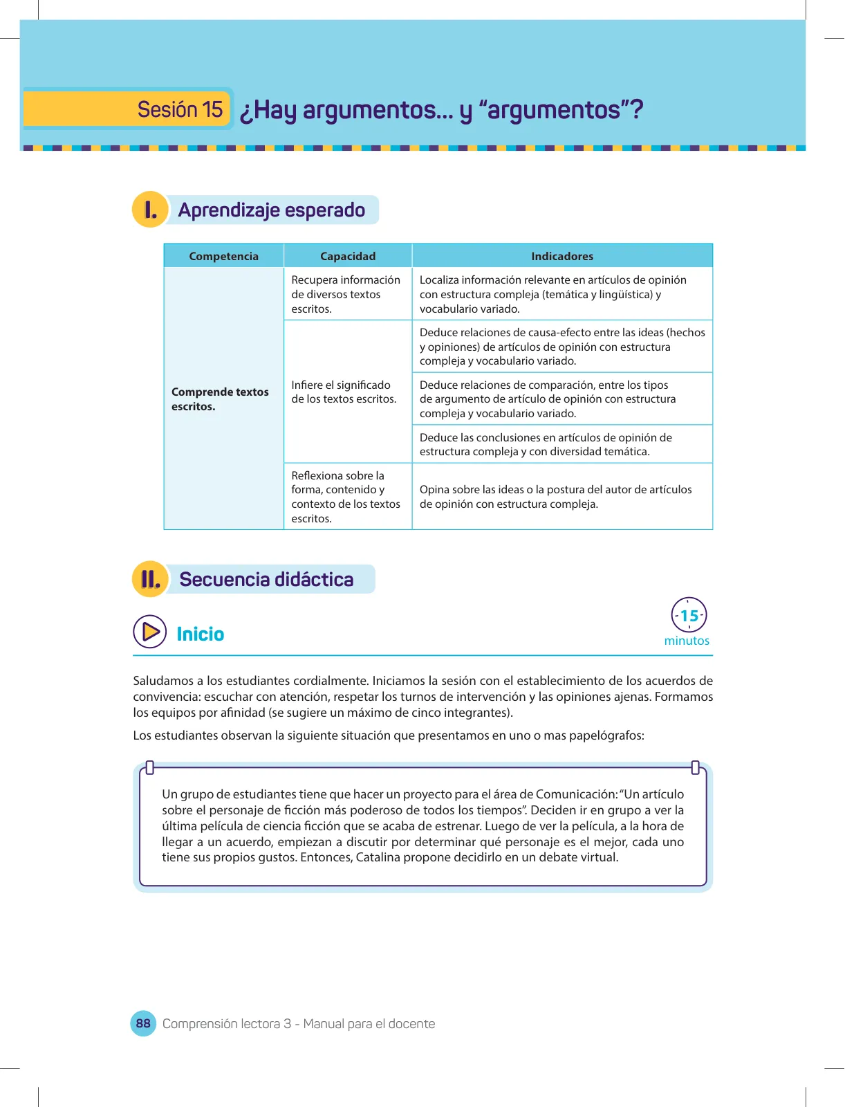 Miniatura página 90 de Comprensión lectora 3 : manual para el docente de tercer grado de Secundaria · 2017