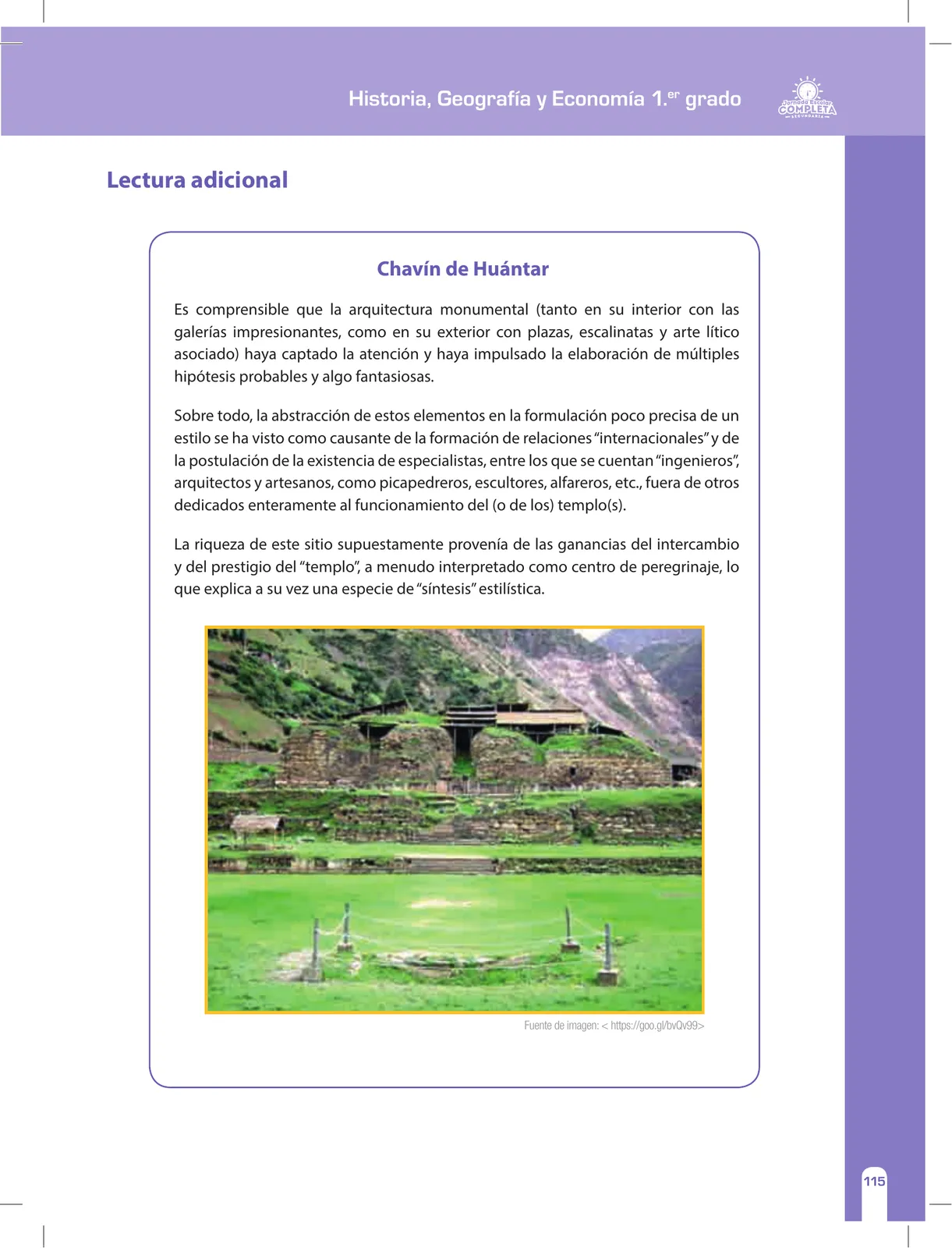 Miniatura página 115 de Historia, Geografía y Economía 1 : cuaderno de reforzamiento pedagógico - JEC · 2016