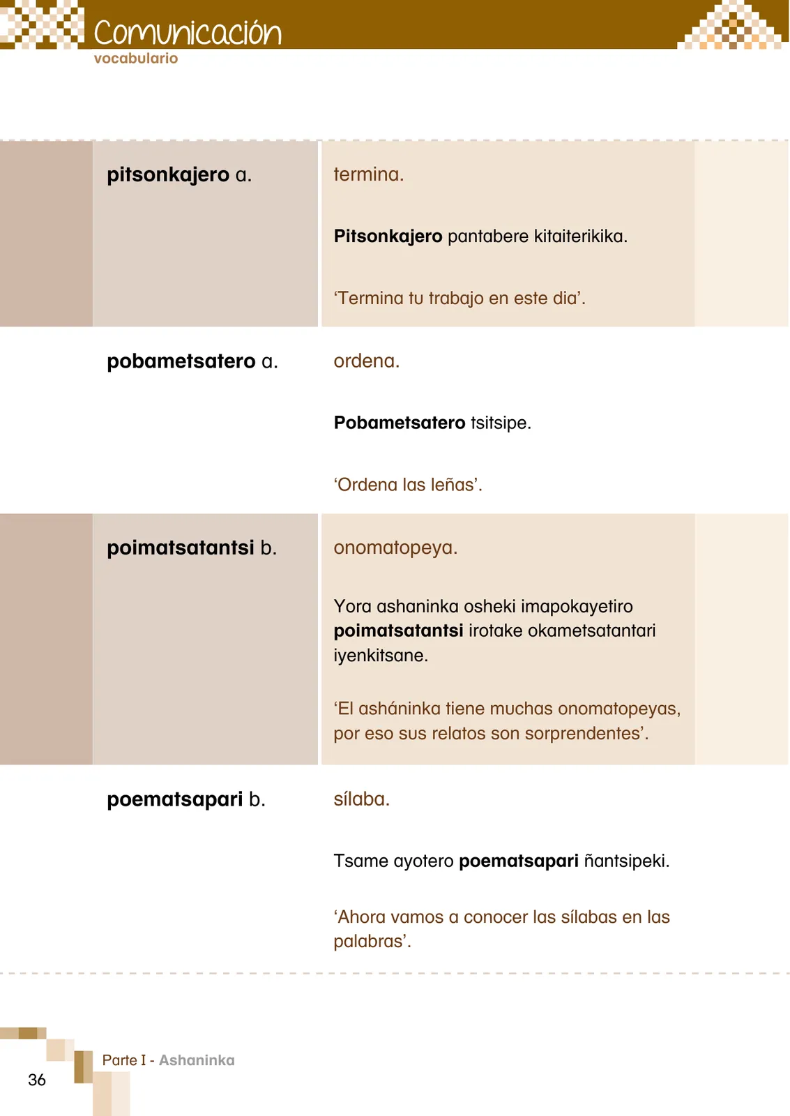 Miniatura página 38 de Ñantsipe Ayoyetajeri Ashaninka = Vocabulario pedagógico Ashaninka · 2021