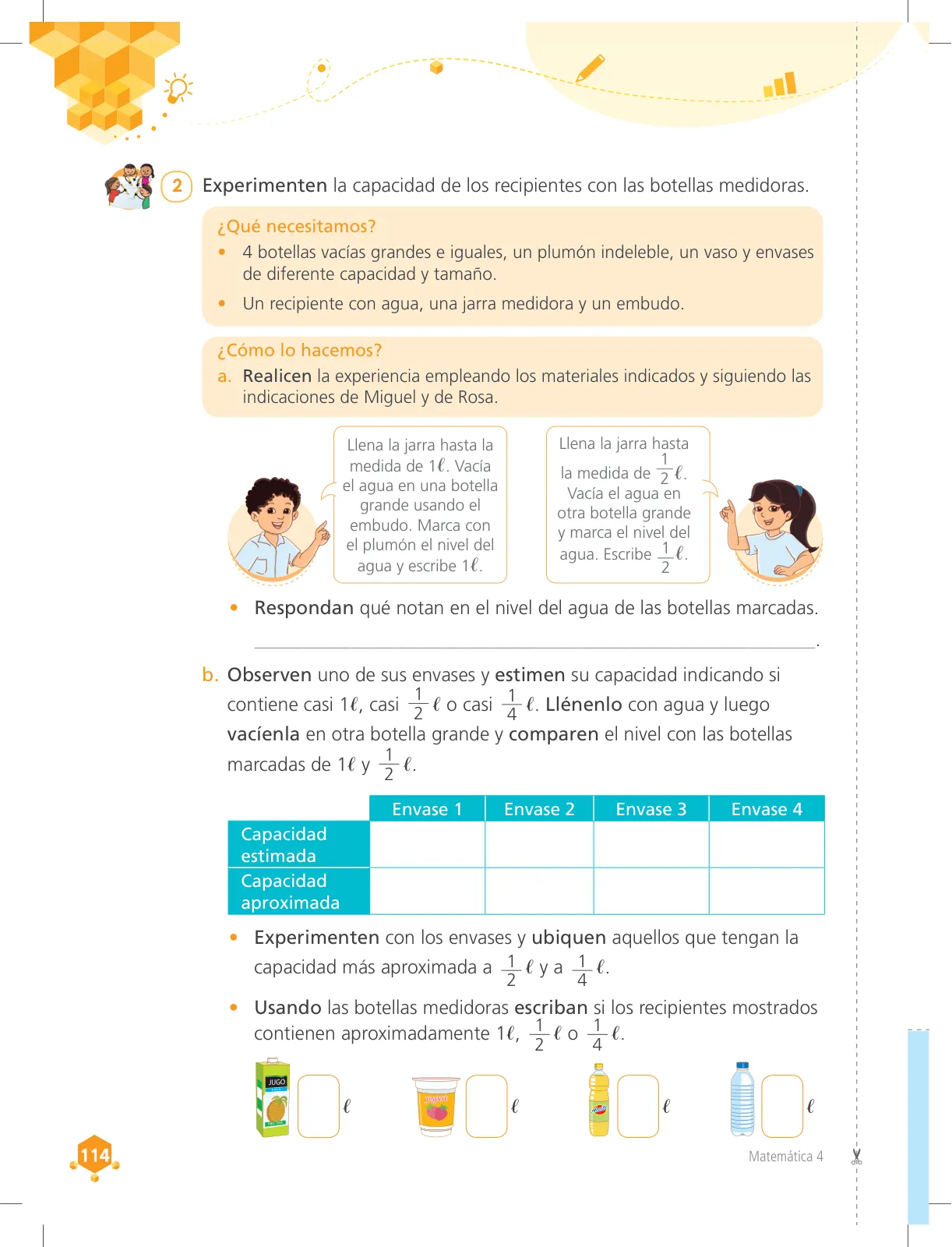 Página 114 de Matemática 4 : cuaderno de trabajo para cuarto grado de Educación Primaria 2018 · 2018