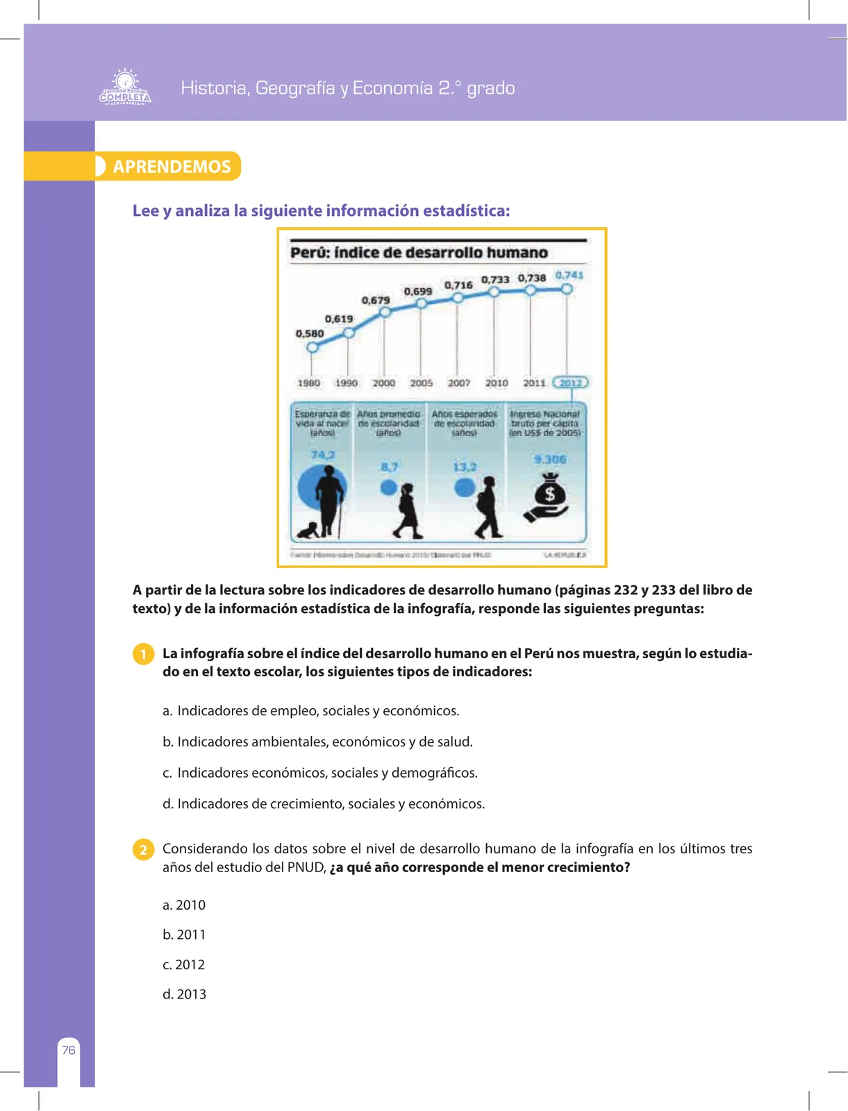 Página 76 de Historia, Geografía y Economía 2 : cuaderno de reforzamiento pedagógico - JEC ﻿ · 2016