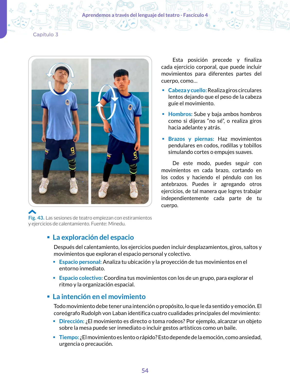 Página 54 de Aprendemos a través del lenguaje del teatro Fascículo 4 para estudiantes de Educación Secundaria · 2024