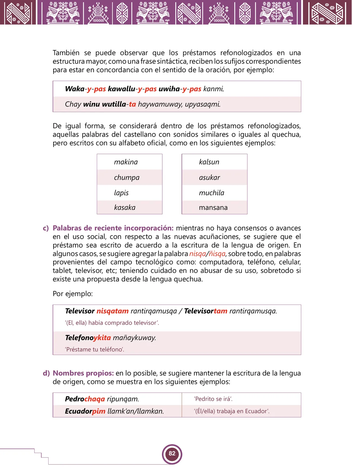 Página 84 de Urin Qichwa Qillqay Yachana Mayt'u = Manual de escritura quechua sureño · 2021