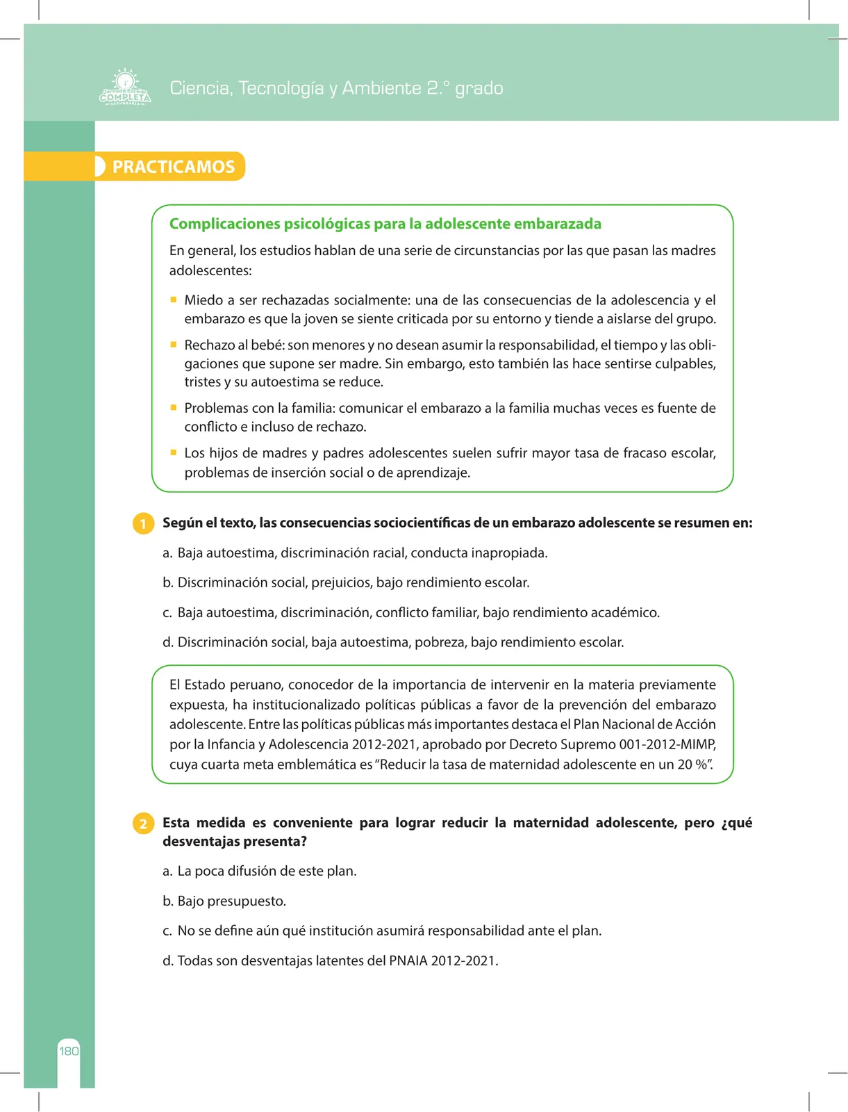 Miniatura página 180 de Ciencia, Tecnología y Ambiente 2 : cuaderno de reforzamiento pedagógico - JEC · 2016