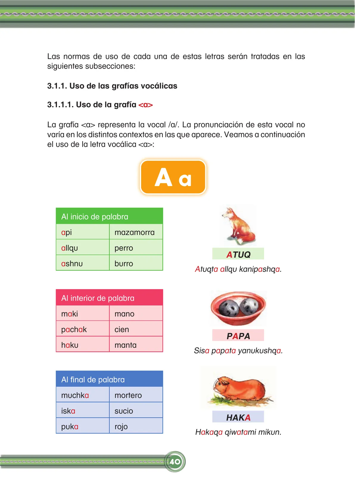 Página 42 de Chawpin qichwata alli qillqanapaq maytu = Manual de escritura quechua central · 2020