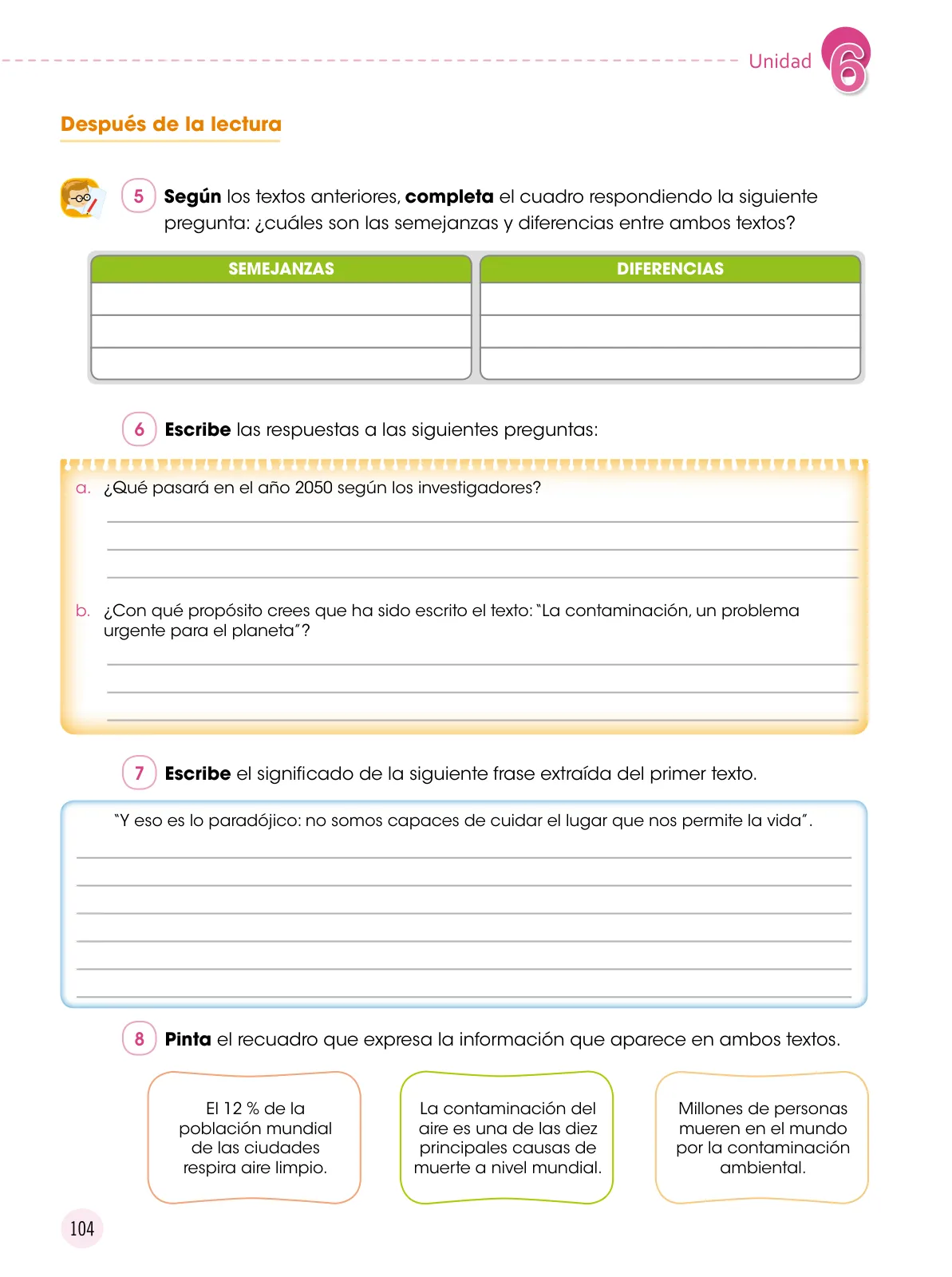 Página 105 de Comunicación 6 : cuaderno de trabajo para sexto grado de Educación Primaria 2019 · 2019