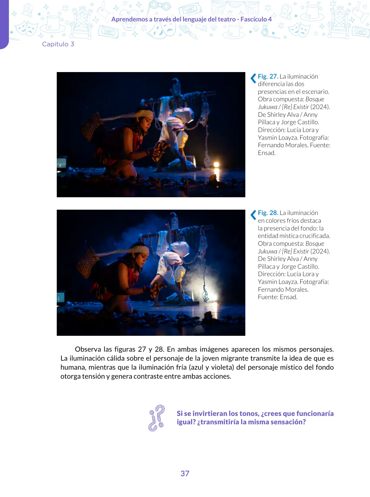 Página 37 de Aprendemos a través del lenguaje del teatro Fascículo 4 para estudiantes de Educación Secundaria · 2024
