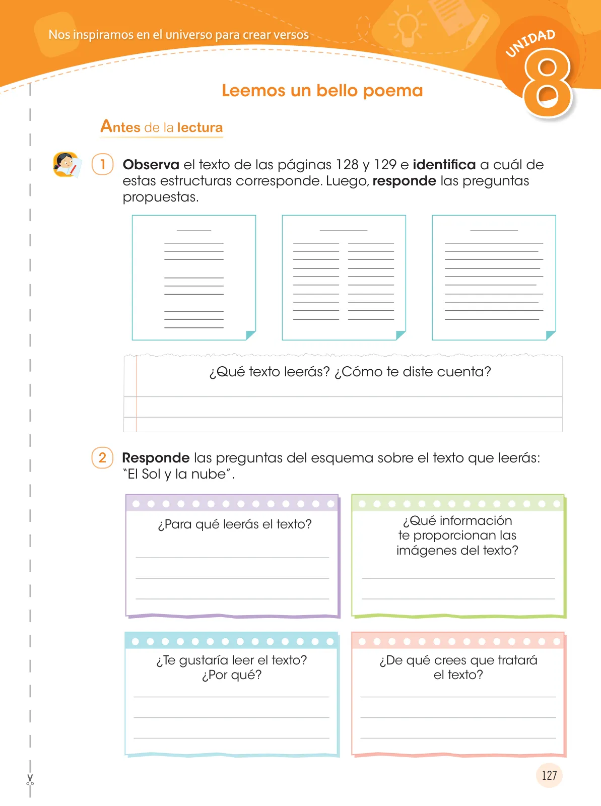 Miniatura página 129 de Comunicación 4 : cuaderno de trabajo para cuarto grado de Educación Primaria 2019 · 2019