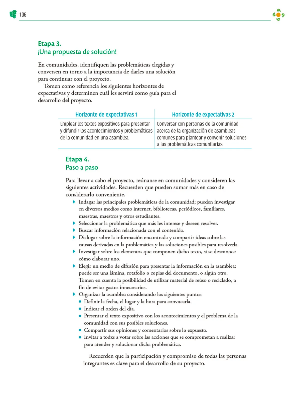 Página 107 de Colección Ximhai. Nuestro libro de Proyectos. Tomo I. Libro de Educación Telesecundaria Grado 1° Ciclo Escolar 2025 - 2026