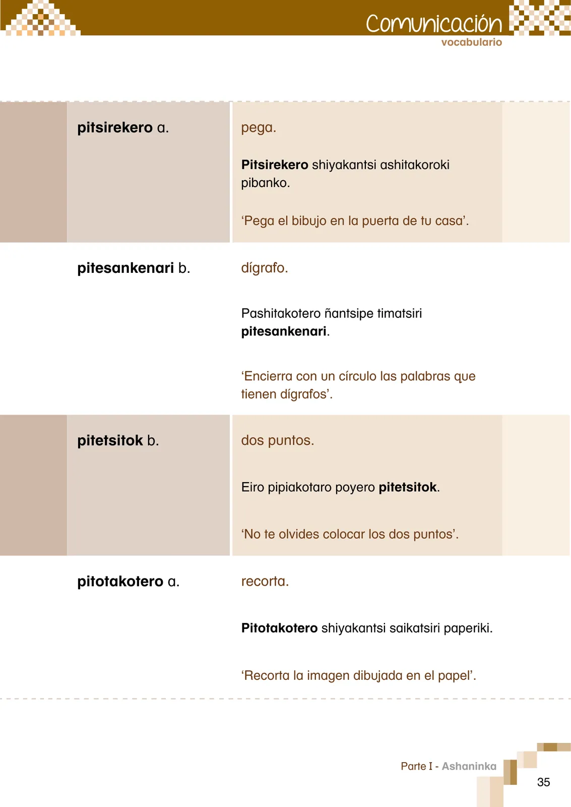Página 37 de Ñantsipe Ayoyetajeri Ashaninka = Vocabulario pedagógico Ashaninka · 2021