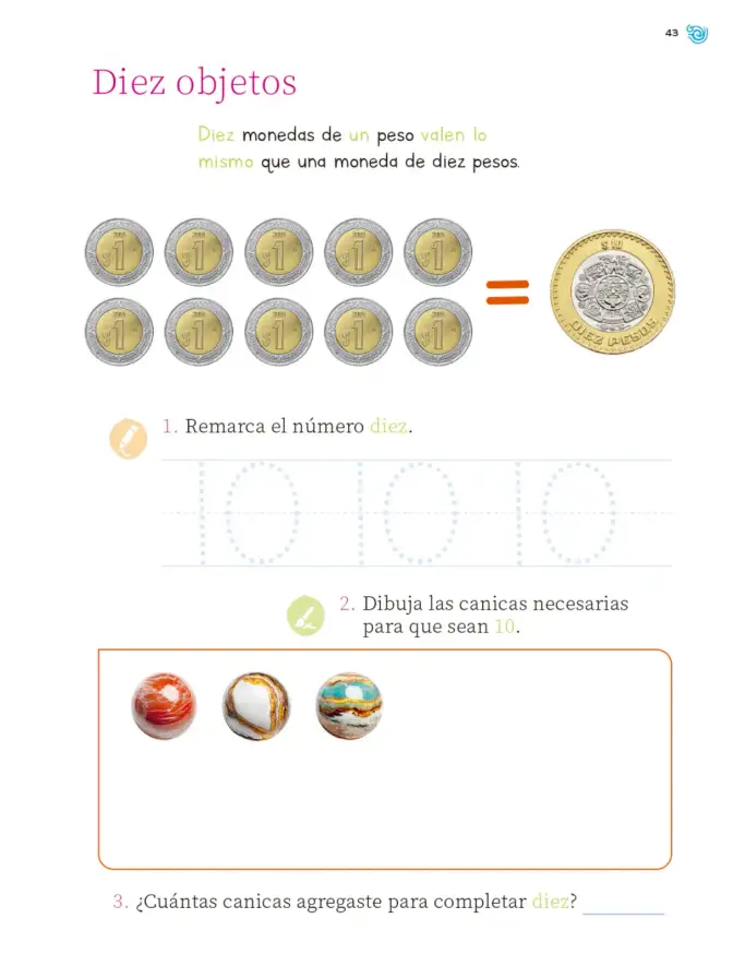 Página 44 de Múltiples lenguajes. Trazos y números. Libro de Educación Primaria Grado 1° Ciclo Escolar 2025 - 2026